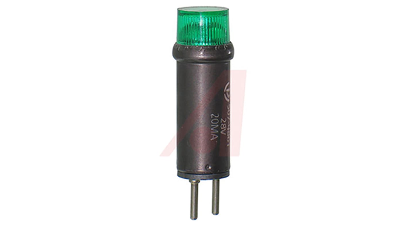 Dialight Green Indicator, 28V, 9.53mm Mounting Hole Size