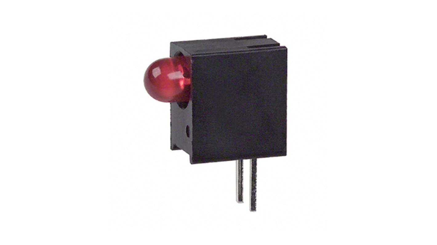 Indicador LED para PCB a 90º Dialight Rojo, λ 635 nm, 1 LED, 60°, dim. 4.32 x 8.89 x 7.11mm, mont. pasante
