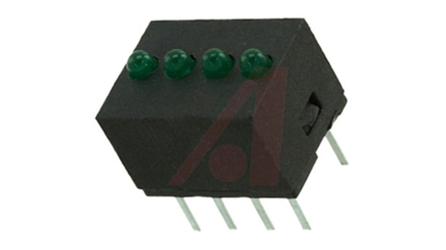 Dialight 555-5303F, Green PCB LED Indicator, 4 LEDs 2mm (T-3/4), Through Hole