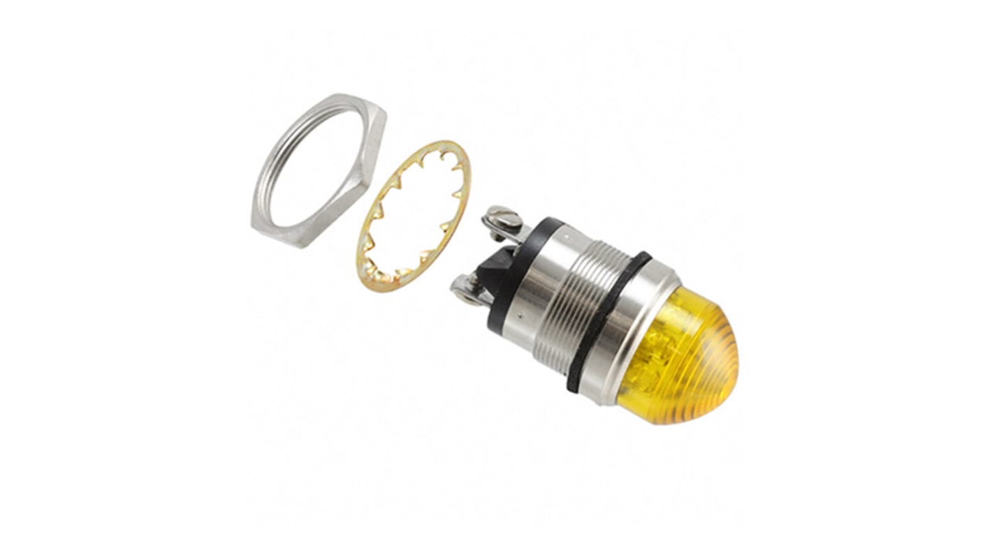 Dialight Yellow Indicator, 12V dc, 25.4mm Mounting Hole Size, IP66