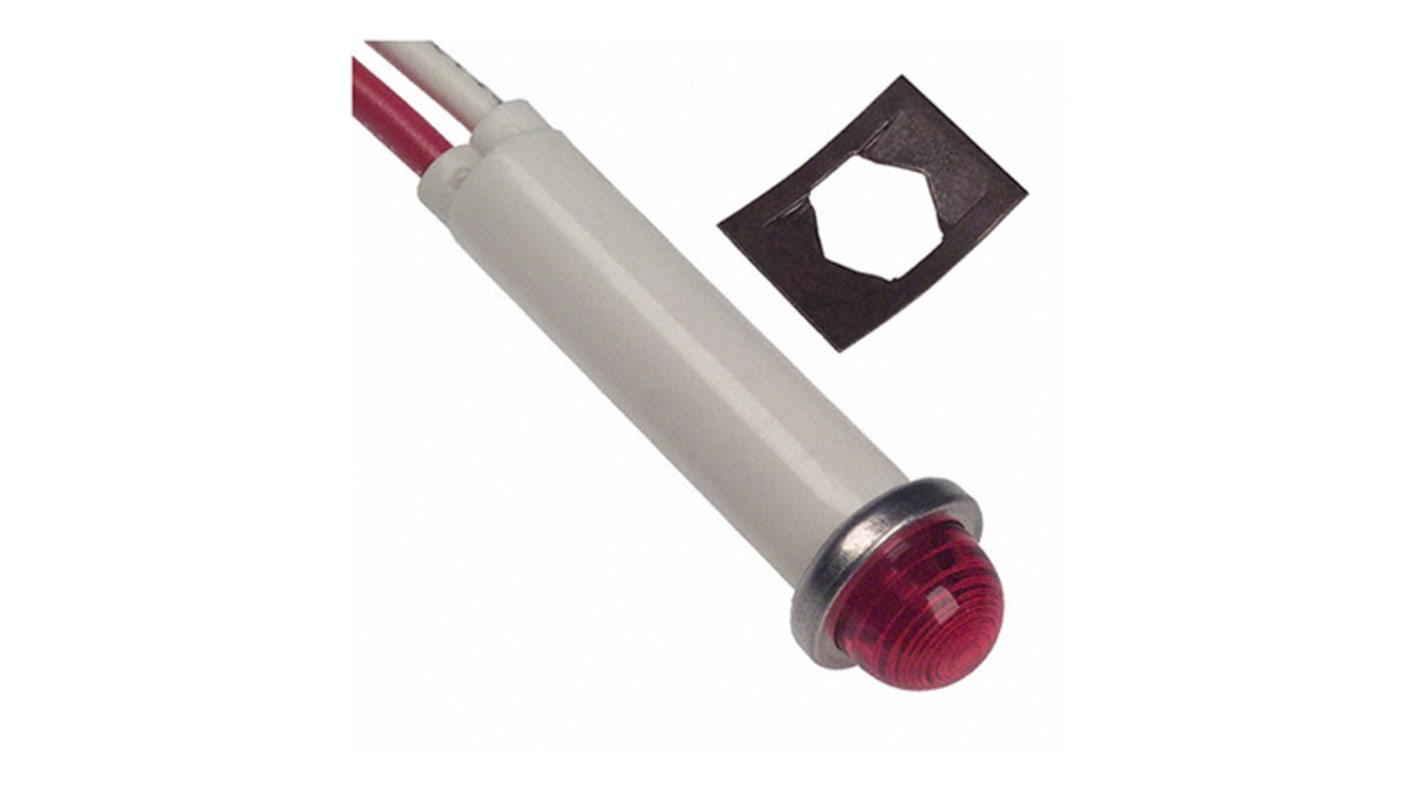 Bombilla para piloto luminoso LED VCC Rojo, 12 → 24 V dc, 22 → 32V ac, casquillo Terminal de cable, Ø