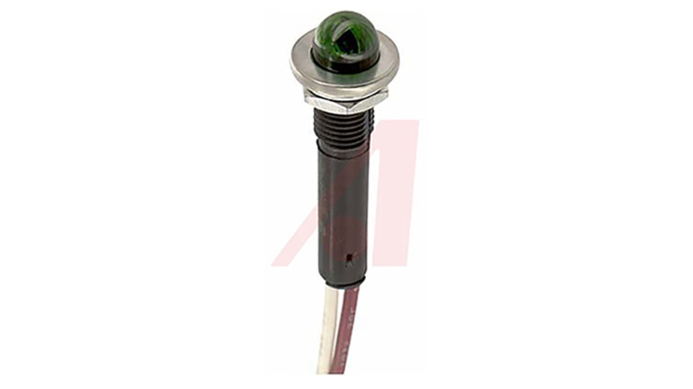 Indicatore da pannello VCC Verde  a LED, 12V, foro da 9.65mm