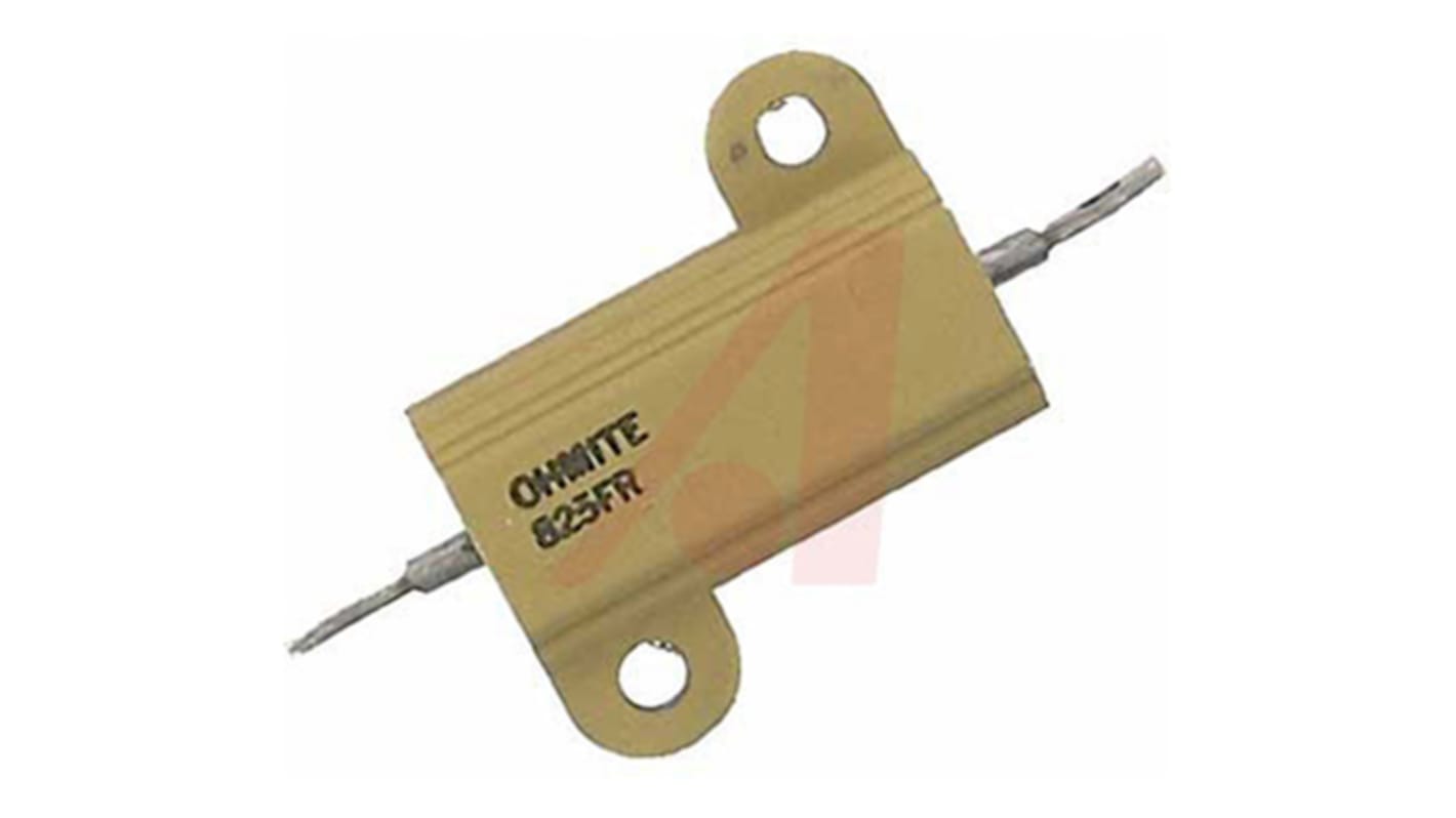 Resistencia de montaje en panel Ohmite, 25Ω ±1% 25W, Con carcasa de aluminio, Axial, soldadura, Bobinado