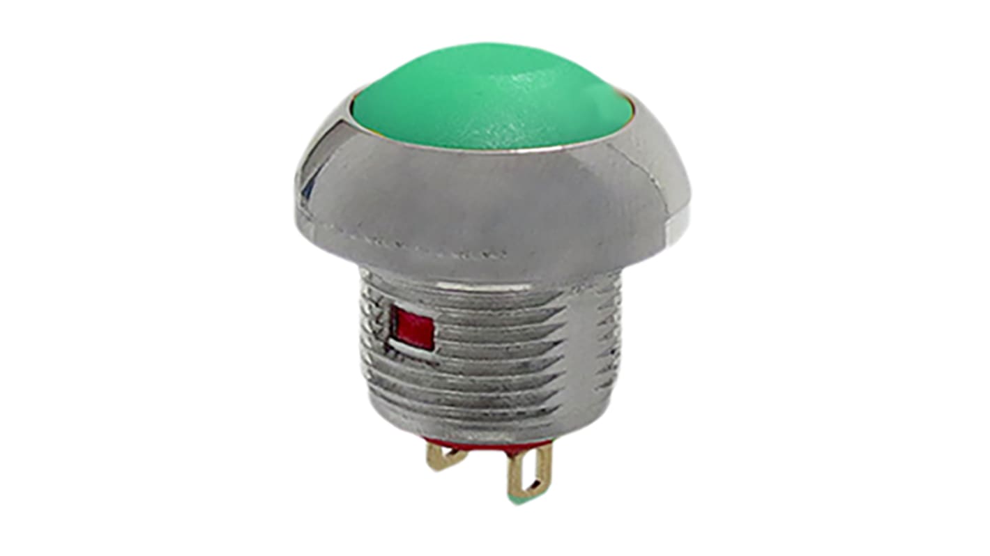 Interruptor de Botón Pulsador En Miniatura RS PRO, color de botón Verde, SPST, acción momentánea, 200 mA a 50 V dc, 500