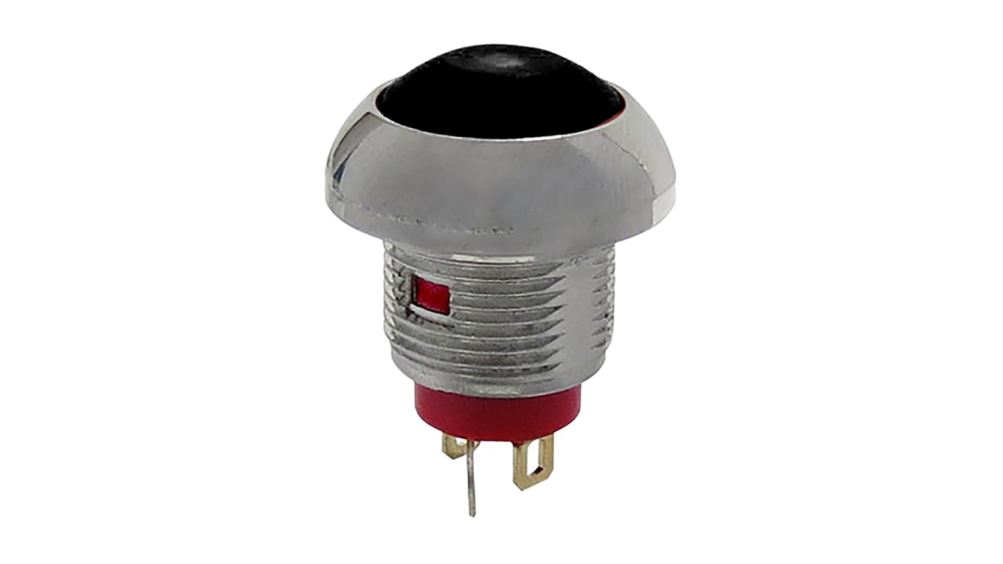 RS PRO Illuminated Miniature Push Button Switch, Momentary, Panel Mount, 13.6mm Cutout, SPST, Red LED, 250 V ac @ 200