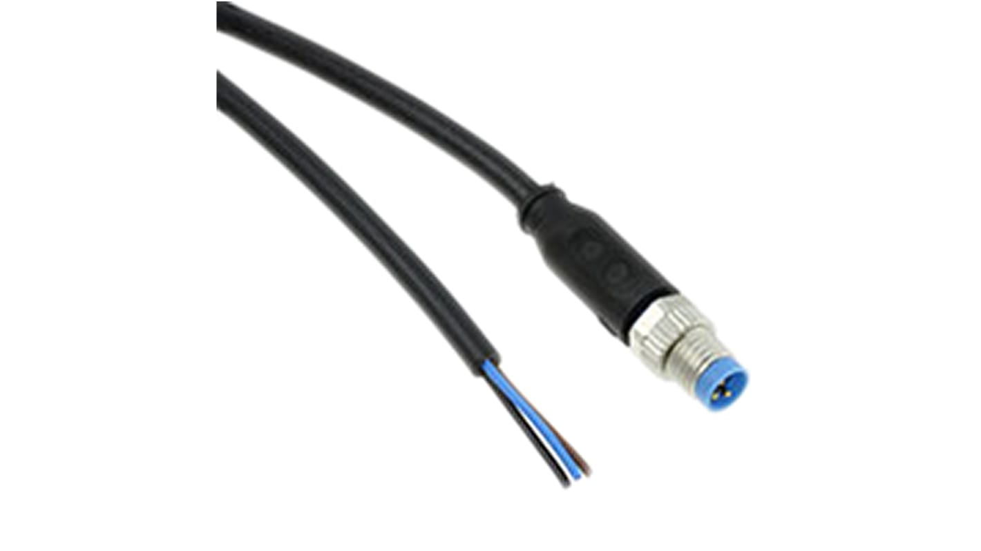 TE Connectivity Straight Male 3 way M8 to Unterminated Sensor Actuator Cable, 1.5m