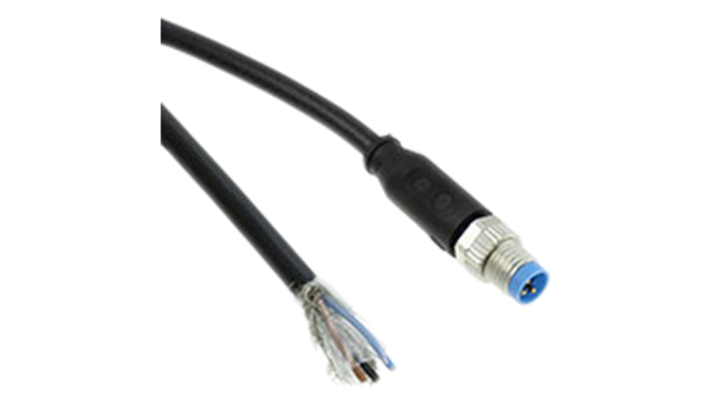 TE Connectivity Straight Male 3 way M8 to Unterminated Sensor Actuator Cable, 1.5m