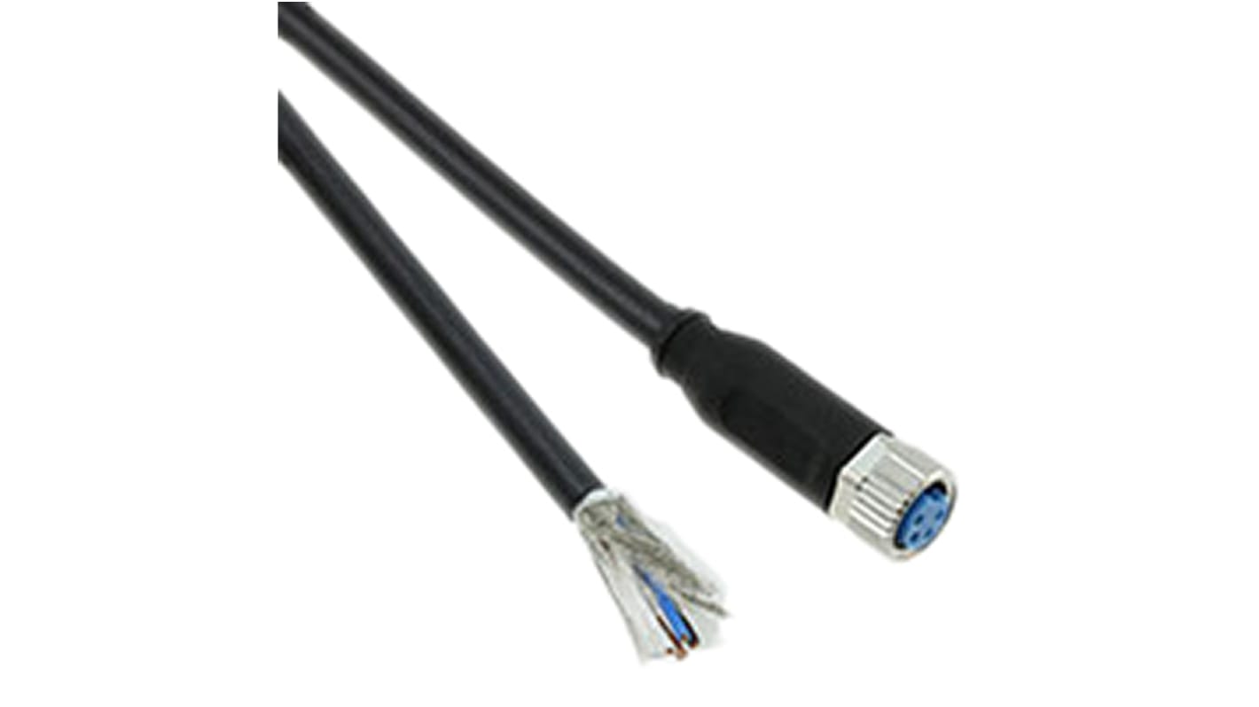 Cable de conexión TE Connectivity, con. A M8 Hembra, 4 polos, con. B Sin terminación, cod.: A, long. 1.5m, 30 V ac /