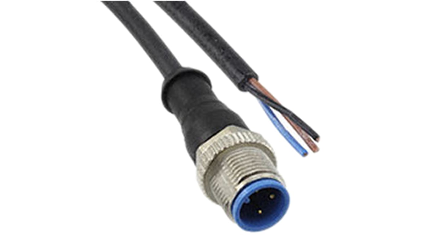 TE Connectivity Straight Male 3 way M12 to Unterminated Sensor Actuator Cable, 1.5m