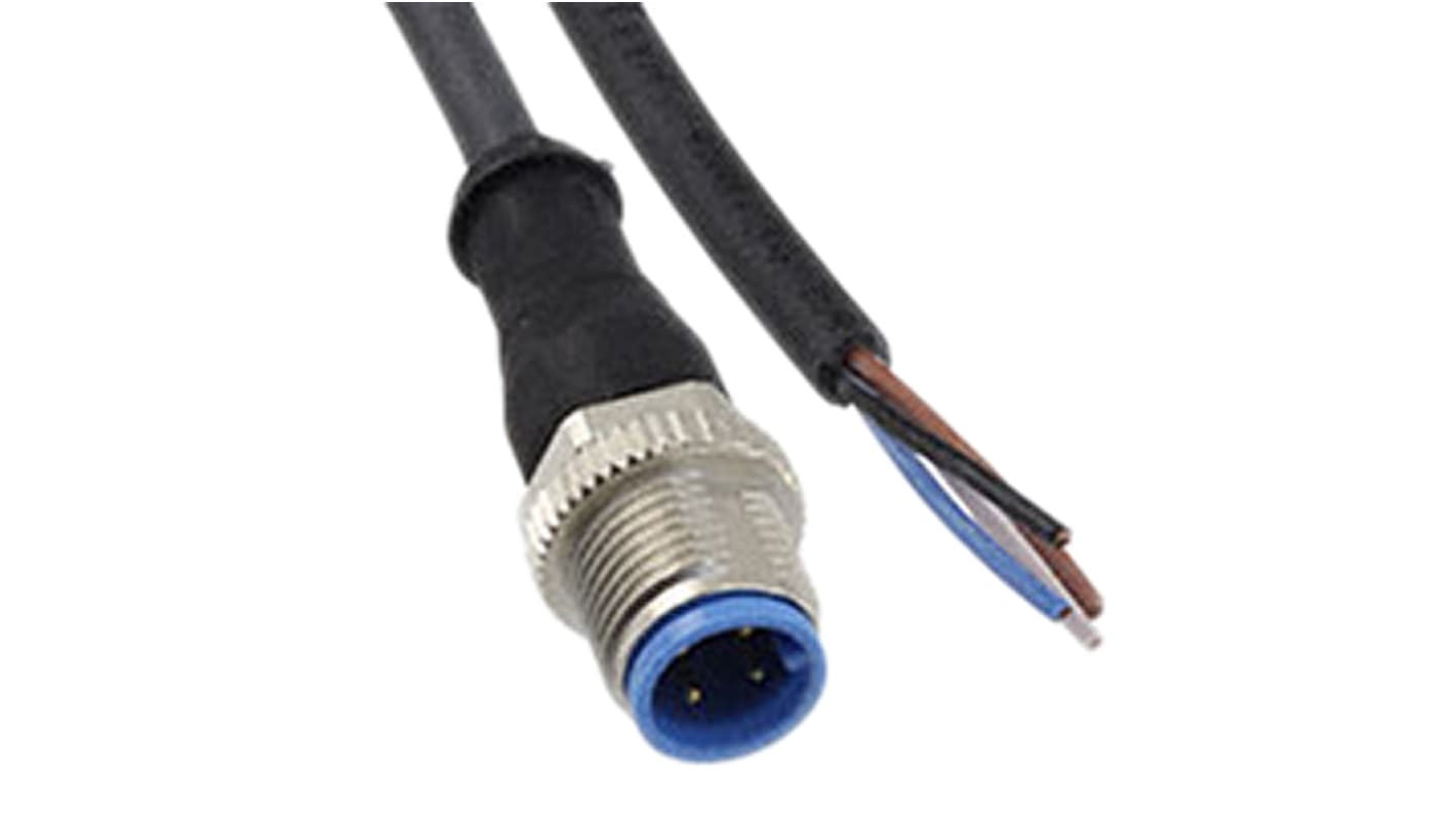 Kabelová sestava, A: Rovný M12, B: Bez koncovky, 4 A, 250 V AC/DC, IP65, IP67 TE Connectivity