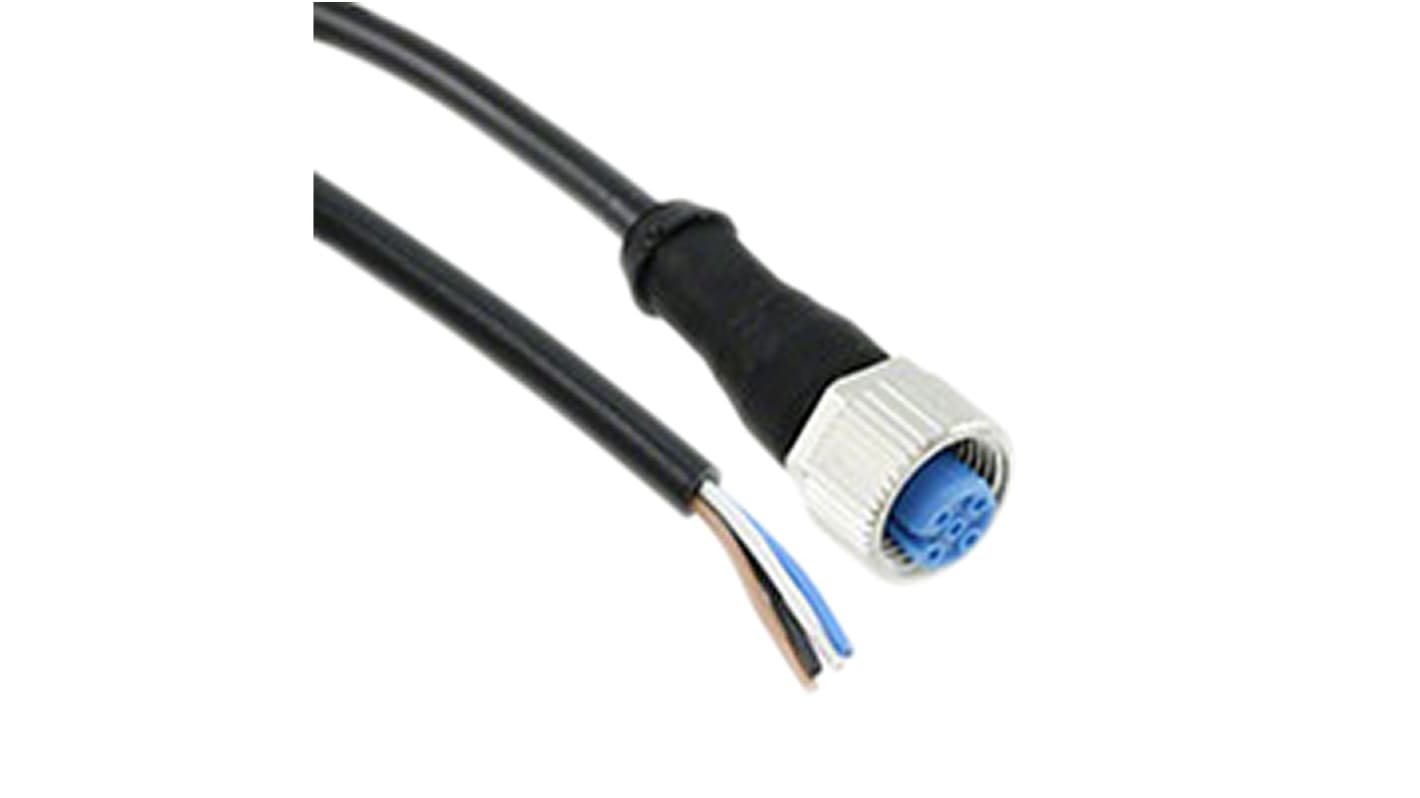 TE Connectivity Straight Female 4 way M12 to Unterminated Sensor Actuator Cable, 1.5m