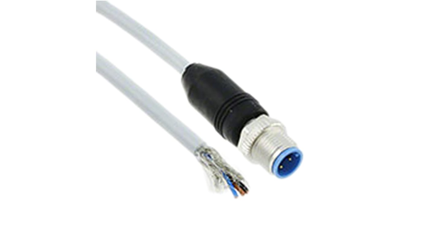 TE Connectivity Straight Male 3 way M12 to Unterminated Sensor Actuator Cable, 1.5m