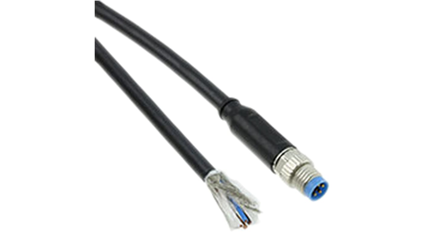 Cable de conexión TE Connectivity, con. A M8 Macho, 4 polos, con. B Sin terminación, cod.: A, long. 1.5m, 30 V ac /