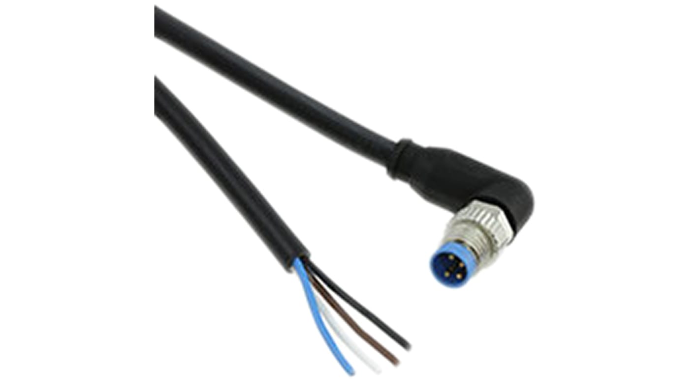 TE Connectivity Right Angle Male 4 way M8 to Unterminated Sensor Actuator Cable, 1.5m
