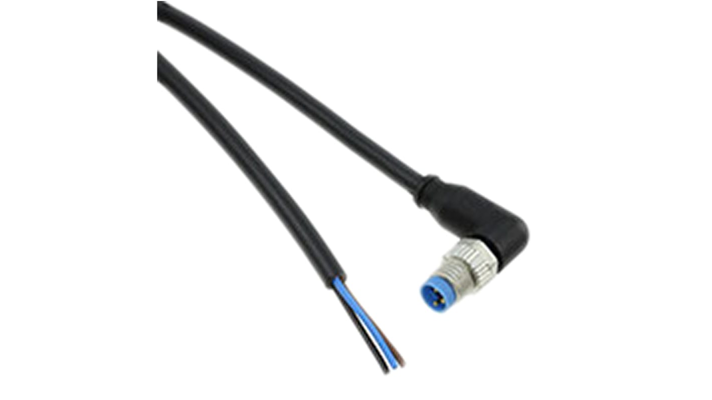 TE Connectivity Right Angle Male 3 way M8 to Unterminated Sensor Actuator Cable, 1.5m