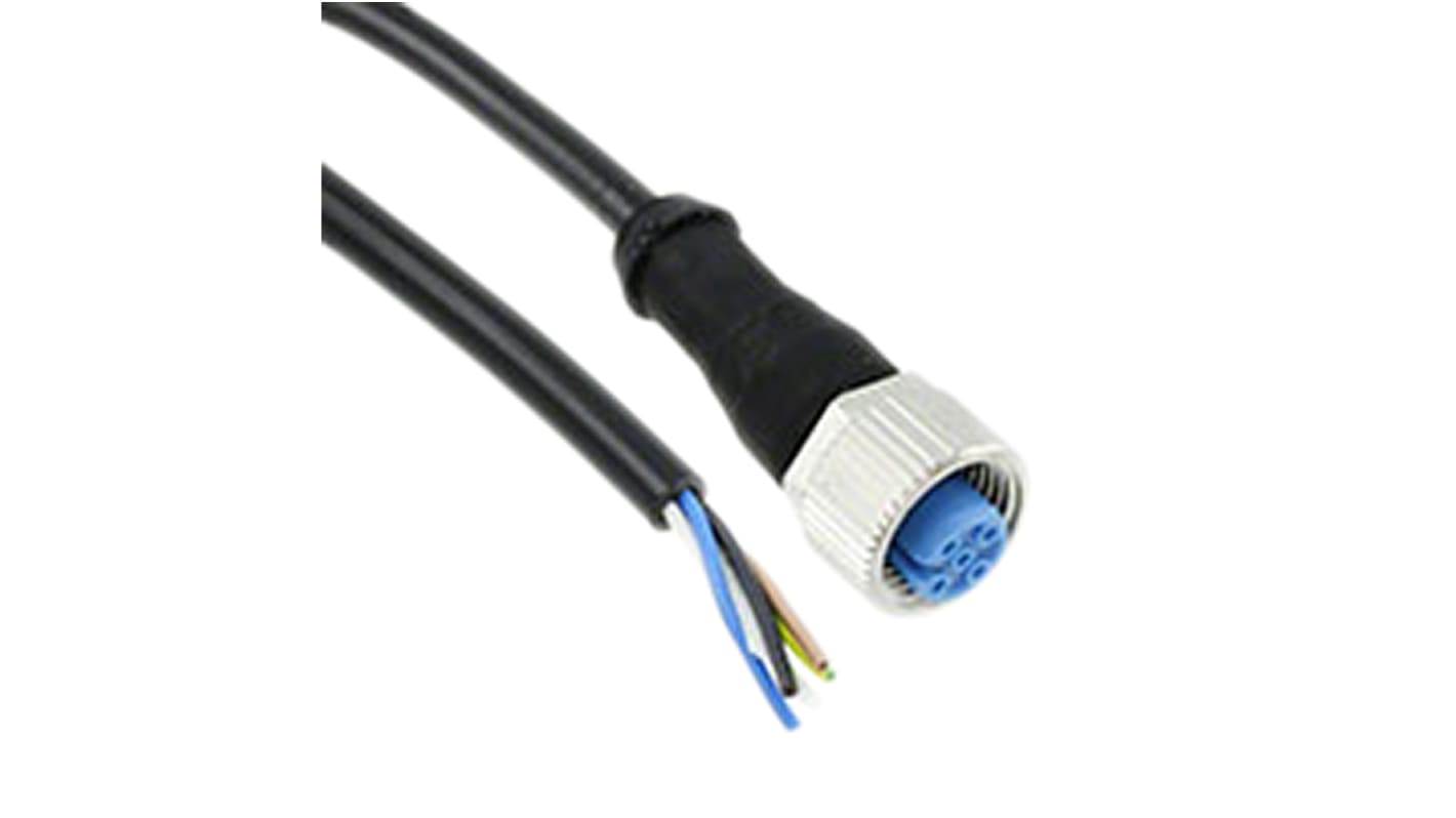 TE Connectivity Straight Female 5 way M12 to Unterminated Sensor Actuator Cable, 1.5m