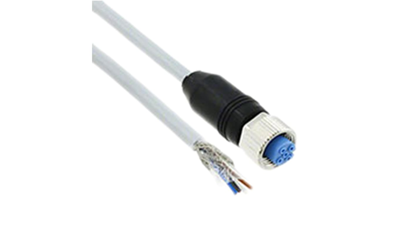 TE Connectivity Straight Female 4 way M12 to Unterminated Sensor Actuator Cable, 1.5m