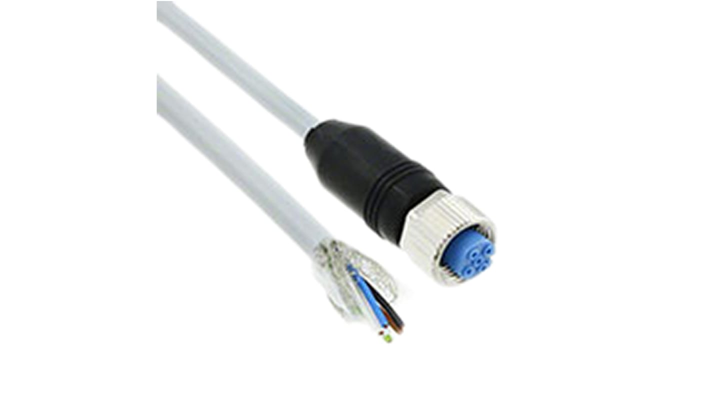 TE Connectivity Straight Female 5 way M12 to Unterminated Sensor Actuator Cable, 1.5m