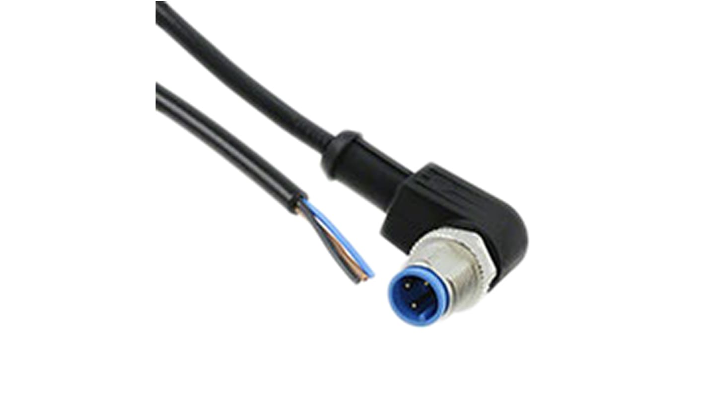 TE Connectivity Érzékelő-működtető kábel, M12 - Szereletlen - 3 érintkező, 250 V AC/DC, 4 A, 1.5m