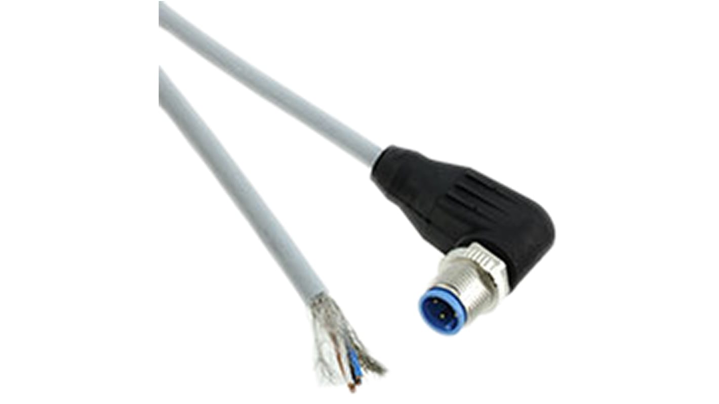 TE Connectivity Right Angle Male 4 way M12 to Unterminated Sensor Actuator Cable, 1.5m