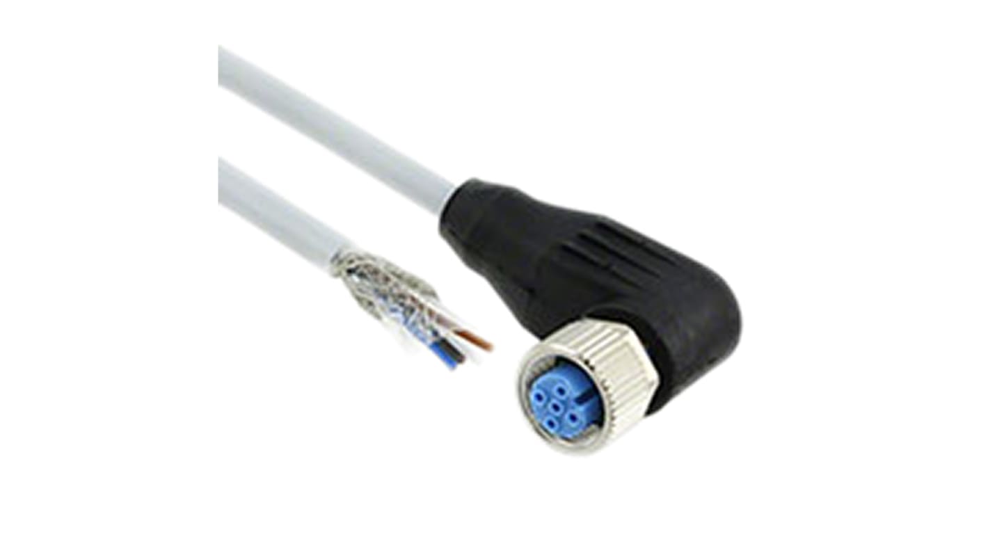 TE Connectivity Right Angle Female 4 way M12 to Unterminated Sensor Actuator Cable, 1.5m