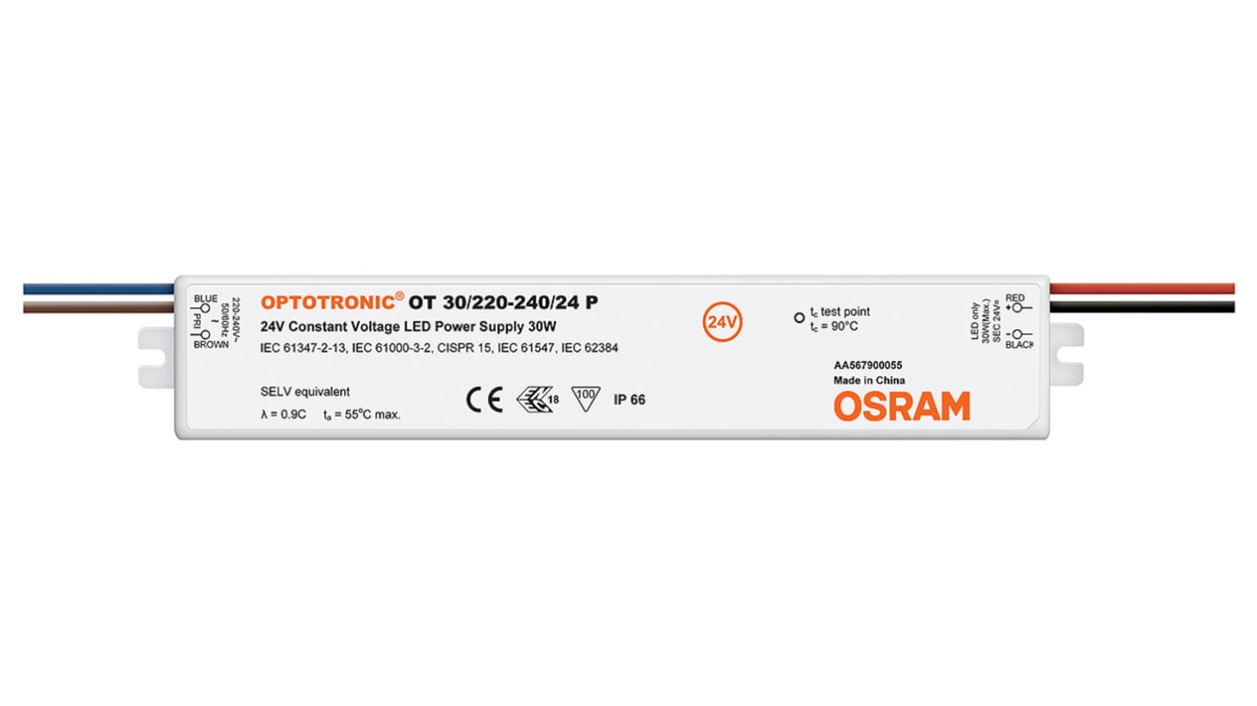 Driver de LED Osram,sortie 24V, 30W, gradable, IP66