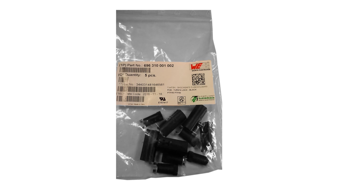 696310001002 Wurth Elektronik 10A Panel Mount Fuse Holder for 5 x