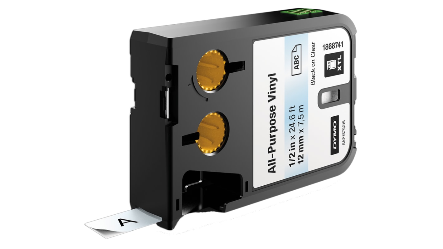 1868741 Dymo XTL Black on Clear Label Printer Tape, 7 m Length, 12 mm
