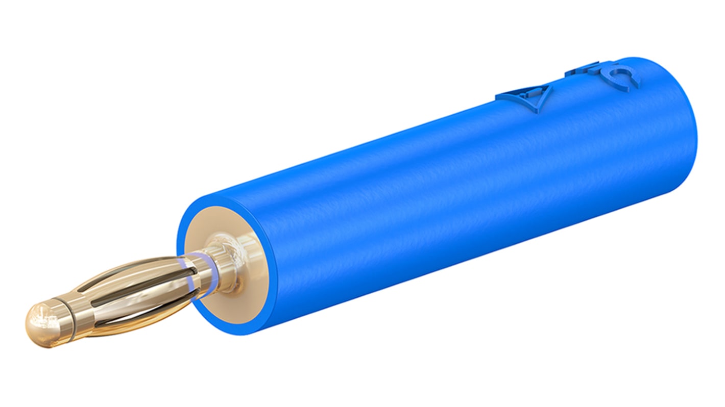 Staubli Blue, Male to Female Test Connector Adapter With Brass contacts and Gold Plated - Socket Size: 4mm