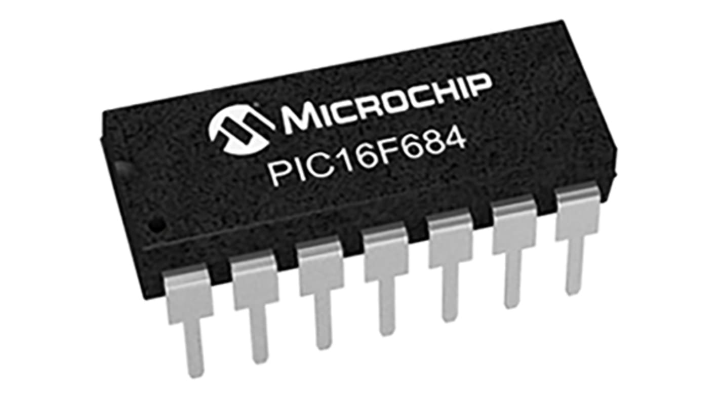 Microcontrolador Microchip PIC16F684-E/P, núcleo PIC de 8bit, RAM 128 B, 20MHZ, PDIP de 14 pines