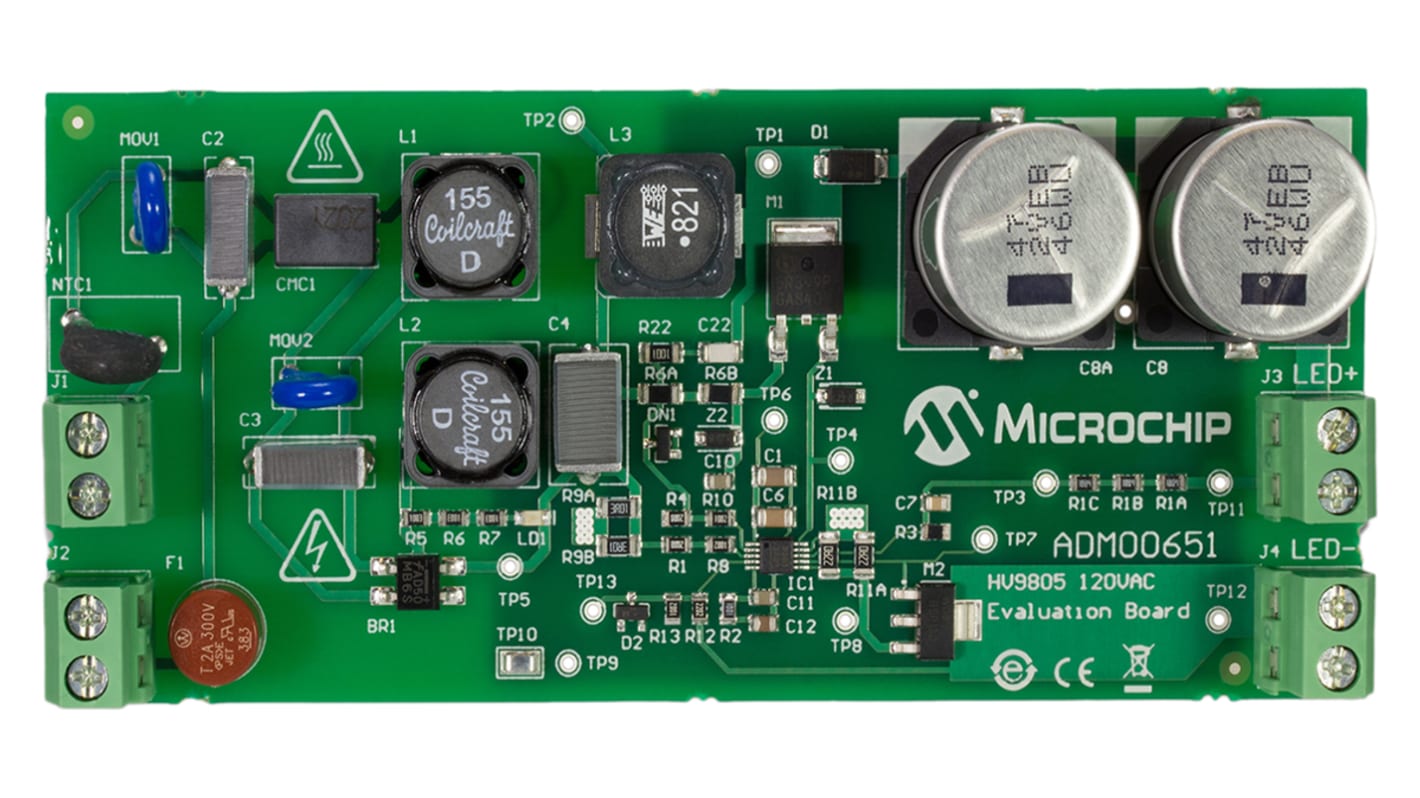 Carte d'évaluation pour HV9805 Driver de LED Microchip HV9805 120VAC OFF-LINE LED DRIVER