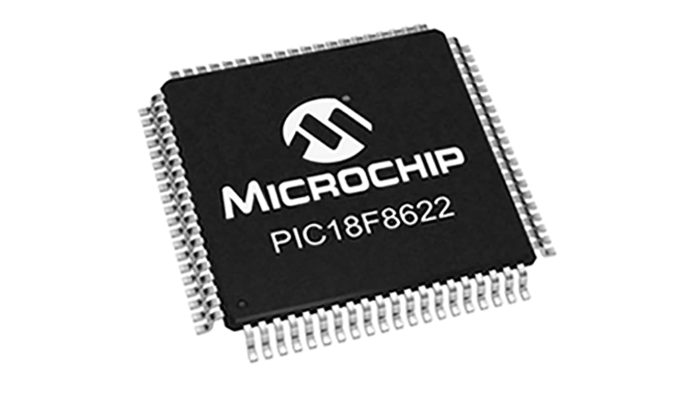Microcontrolador Microchip PIC18F8622-I/PT, núcleo PIC de 8bit, RAM 3,936 kB, 40MHZ, TQFP de 80 pines