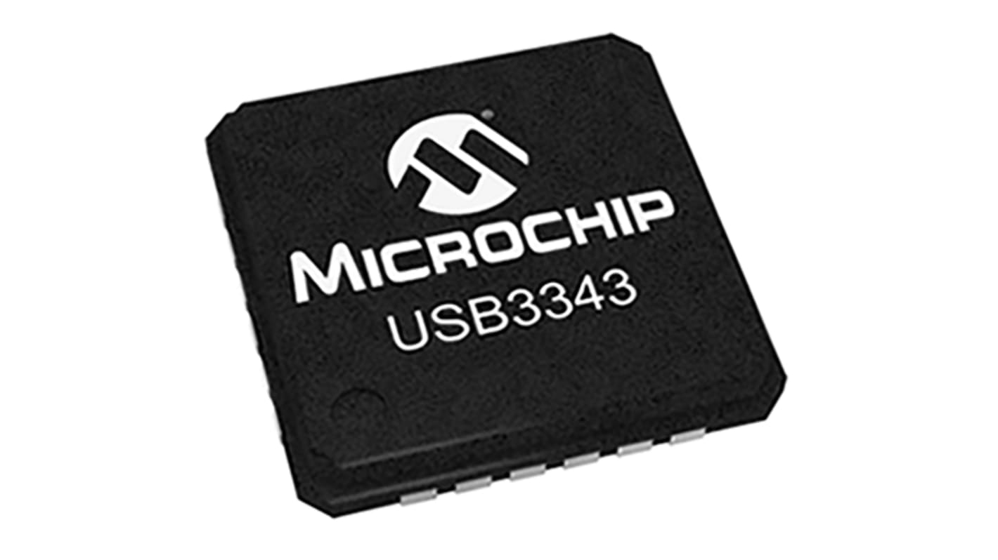 Microchip USB3343-CP, USB Transceiver, USB 2.0-OTG, 1.8 → 3.3 V, 24-Pin QFN