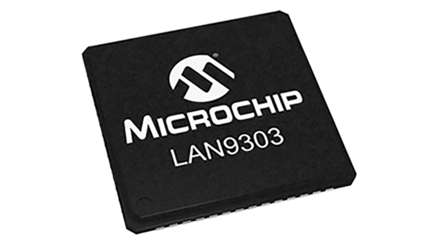 Microchip LAN9303I-ABZJ, Ethernet Switch IC, 200Mbps MII,RMII, Turbo MII, 3.3 V, 56-Pin QFN