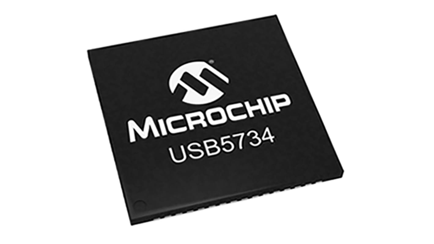 Controlador USB Microchip USB5734-I/MR, 64 pines, SQFN, 5Gbit/s, USB 3.0, 1,2 V, 3,3 V
