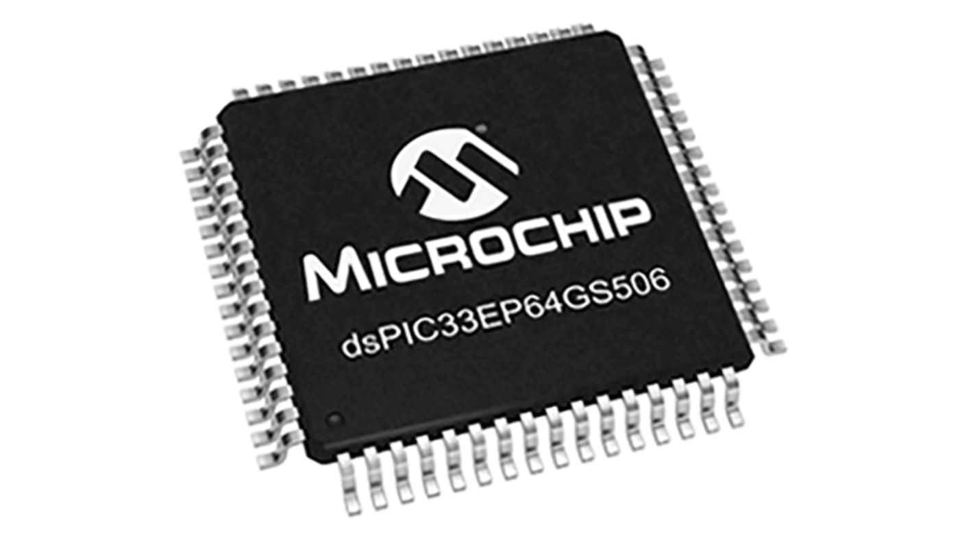 digitális jelprocesszor DSPIC33EP64GS506-I/PT 16bit 1MHz, 64 kB, EEPROM, SRAM, 8 kB RAM, USB USB, 22 x 12 bit, 5 x 12