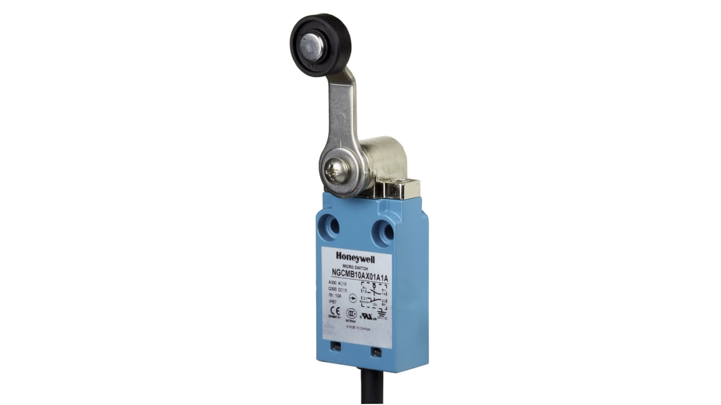 Honeywell NGC Series Roller Lever Limit Switch, 2NO/2NC, IP67, DPDT, Metal Housing, 10mA Max