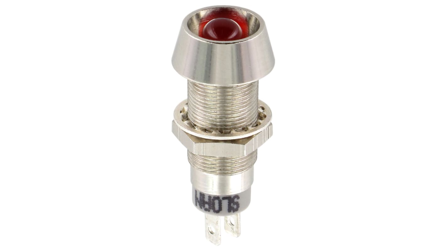 Indicador LED Sloan, Rojo, lente rebajada, Ø montaje 8.2 x 7.6mm, 5 → 28V, 20mA, 7000mcd, IP68