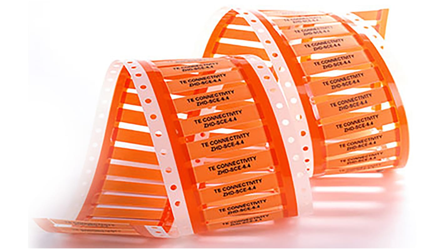 TE Connectivity ZHD-SCE Wärmeschrumpfschlauch-Etiketten x 50mm, 250 auf Gelb Strahlenvernetztes Polyolefin