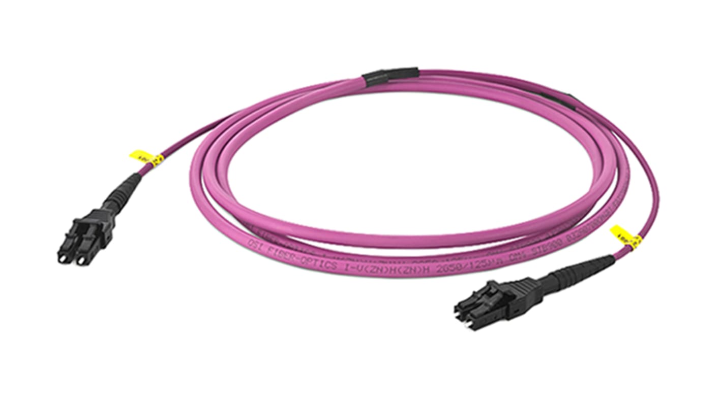 Rosenberger LC to LC Duplex Multi Mode OM4 Fibre Optic Cable, 50/125μm, Violet, 1m