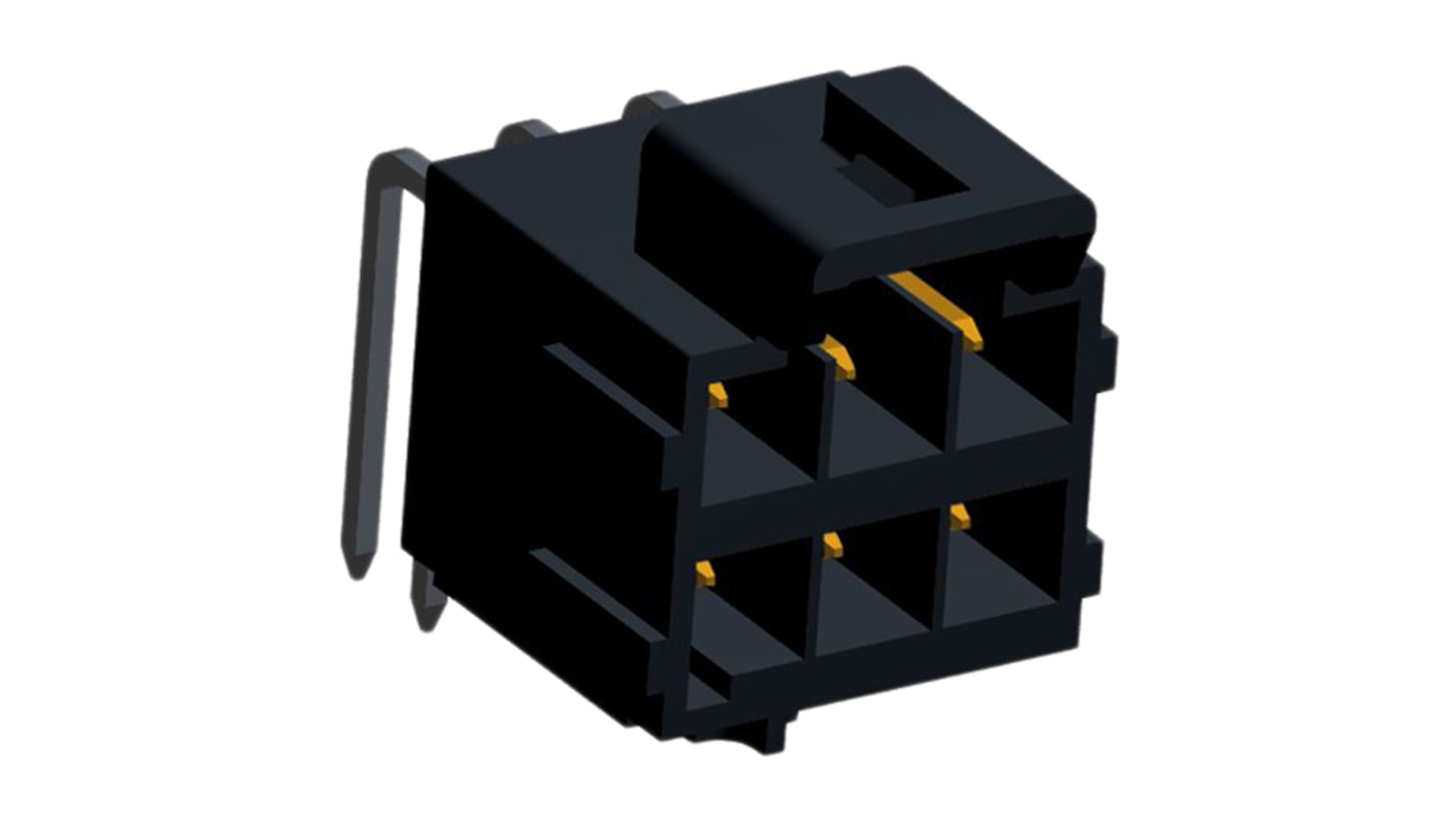 Conector macho para PCB Ángulo de 90° Molex serie Ultra-Fit de 6 vías, 2 filas, paso 3.5mm, para soldar, Montaje en