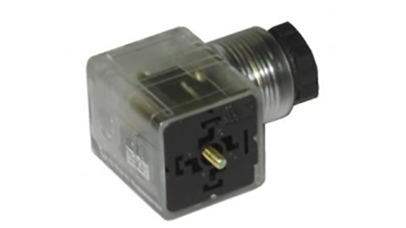 RS PRO 2P+E DIN 43650 A, Female Solenoid Connector with Indicator Light, 120 V ac Voltage