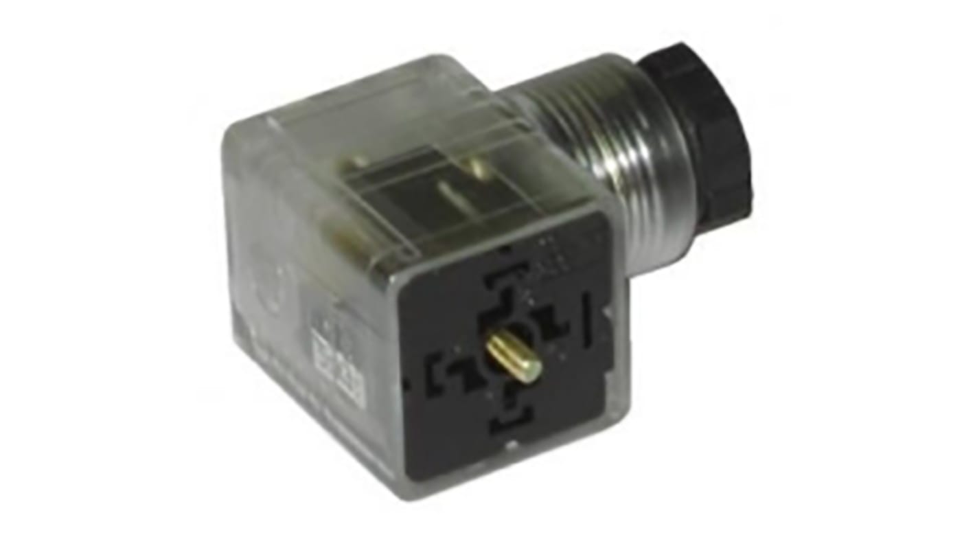 RS PRO Ventilsteckverbinder DIN 43650 A Buchse 3P+E / 12 V dc mit Lampe, PG11 Schraubmontage, Klar