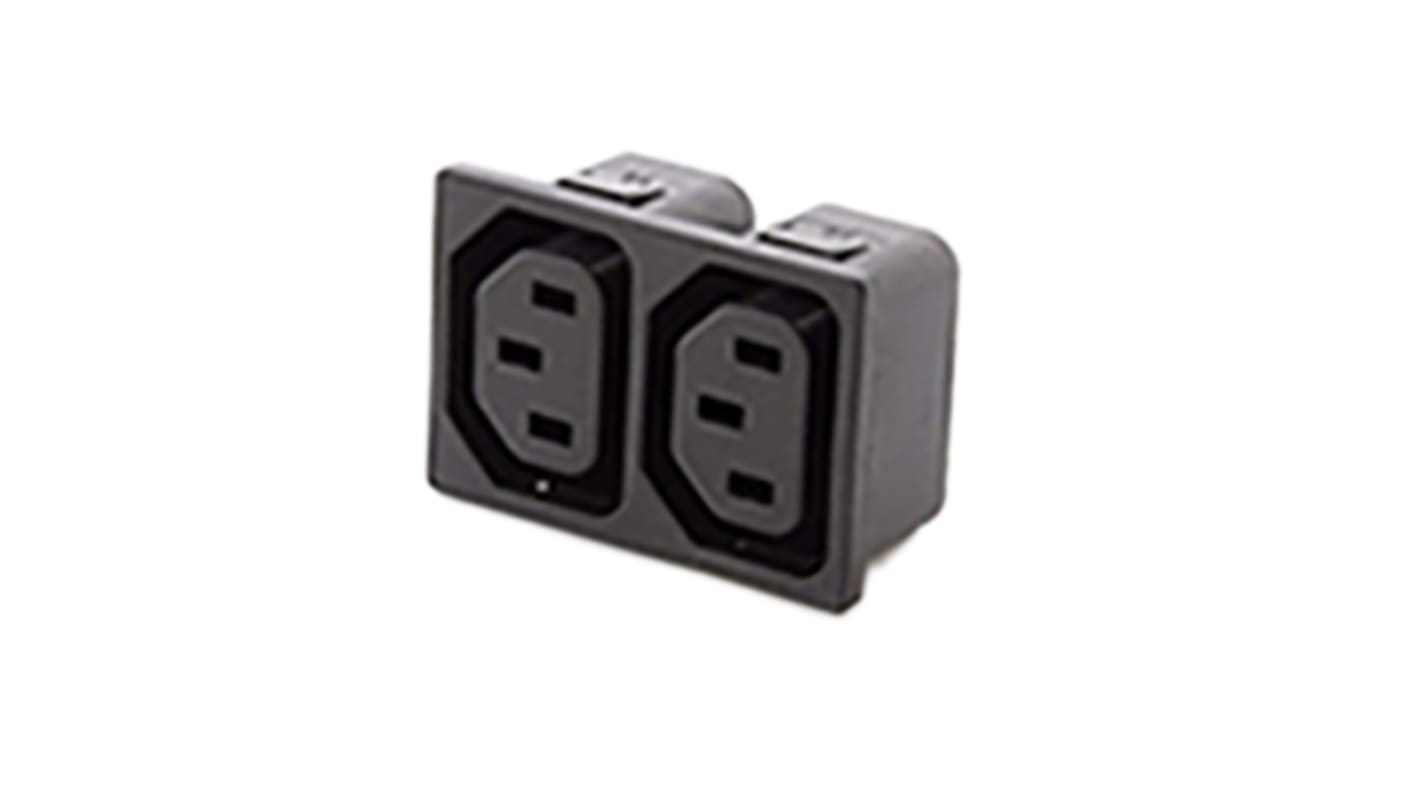 Conector IEC 2 X C13 hembra RS PRO, , Montaje en panel, montaje a presión, 250 V, 10A