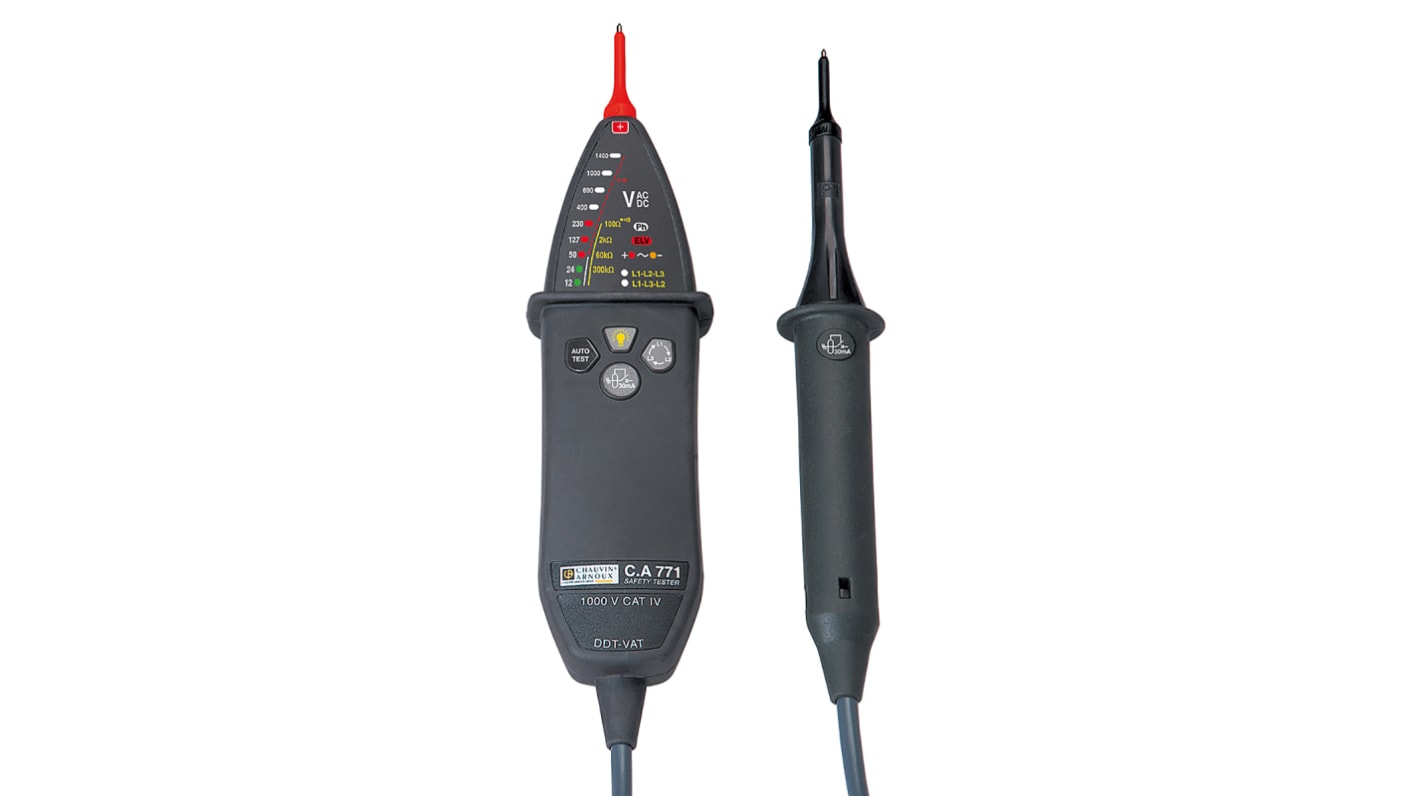 Chauvin Arnoux CA 771, LED Voltage tester, 1000 V ac, 1400V dc, Continuity Check, Battery Powered, CAT IV With RS