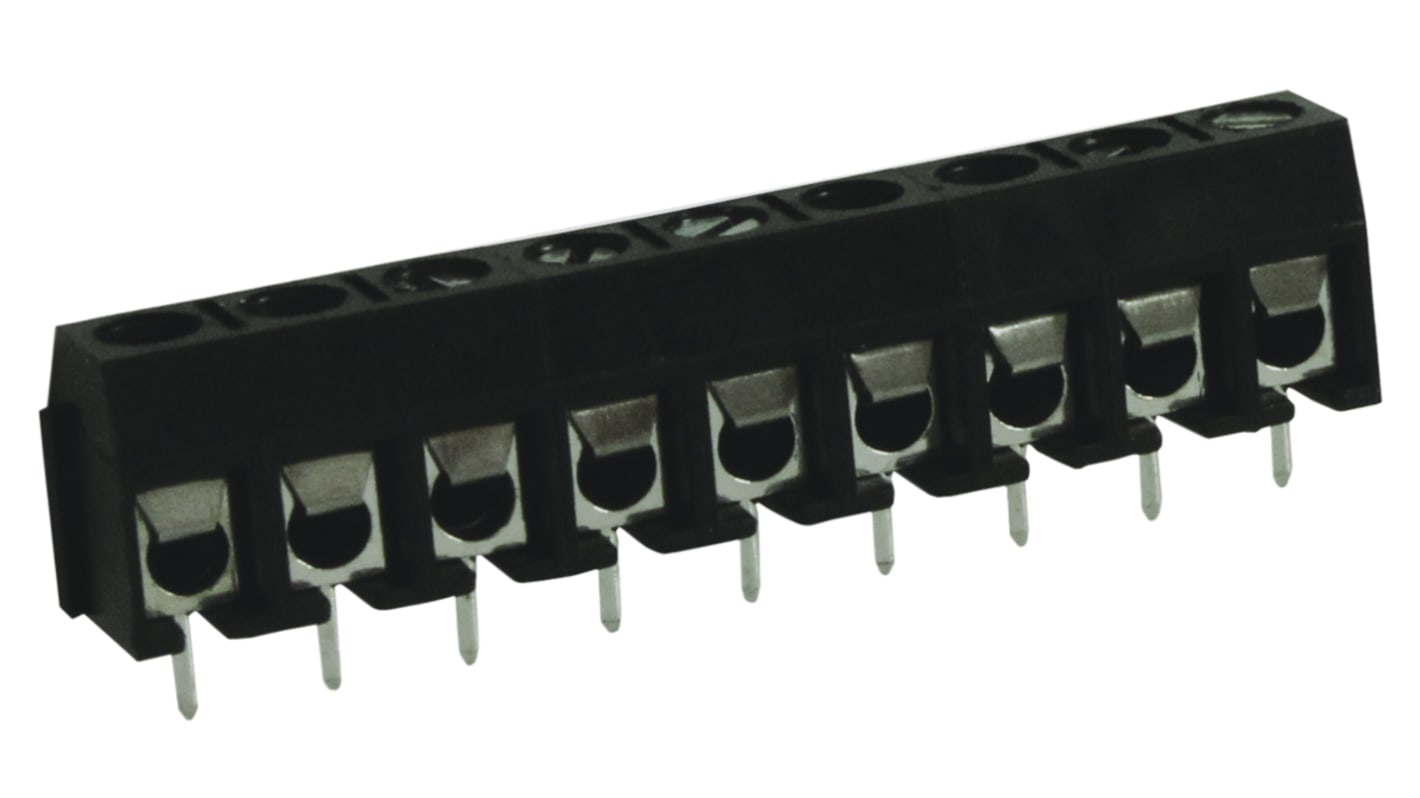 RS PRO PCB Terminal Block, 9-Contact, 5mm Pitch, Through Hole Mount, 1-Row, Screw Termination