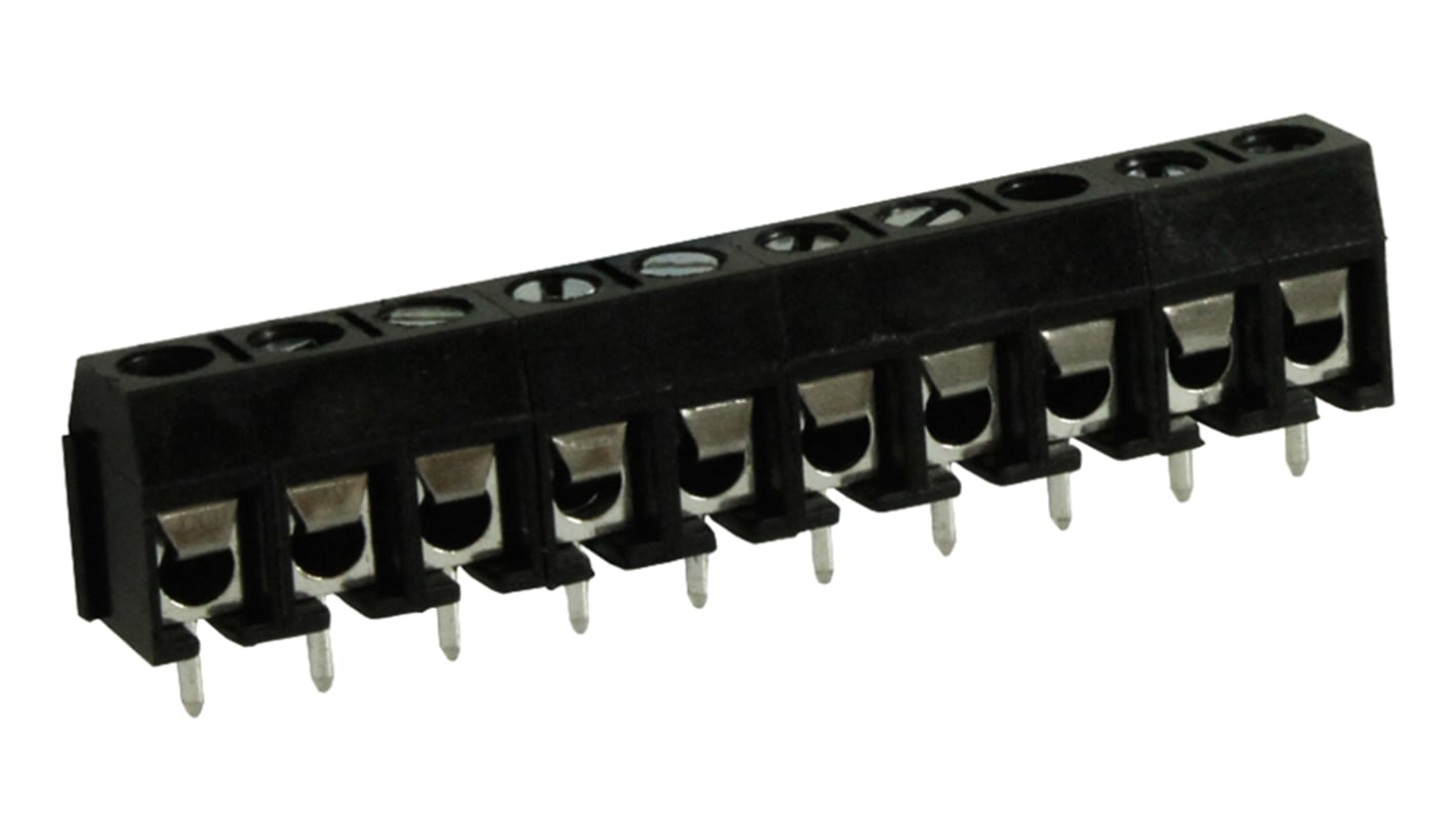 RS PRO 基板用端子台, 5mmピッチ , 1列, 10極, 黒