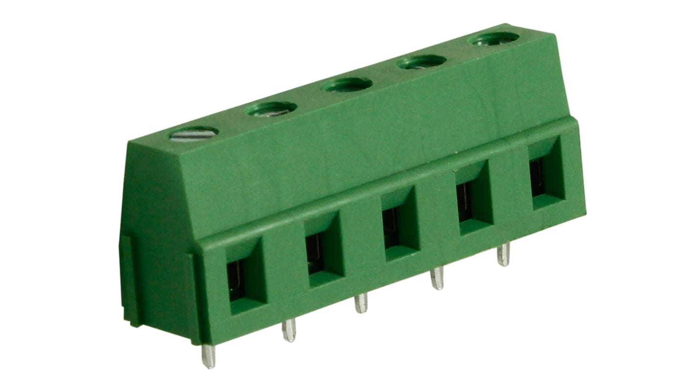 RS PRO PCB Terminal Block, 5-Contact, 7.5mm Pitch, Through Hole Mount, 1-Row, Screw Termination