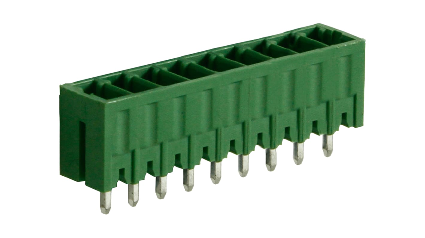 Bloque de terminal PCB RS PRO de 9 vías, 1 fila, paso 3.5mm, para soldar, Orificio Pasante