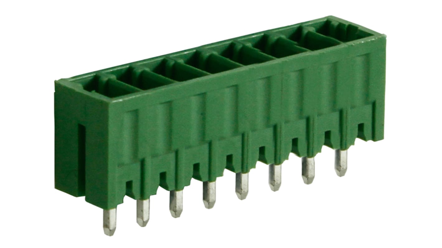 Bloque de terminal PCB RS PRO de 8 vías, 1 fila, paso 3.5mm, para soldar, Orificio Pasante